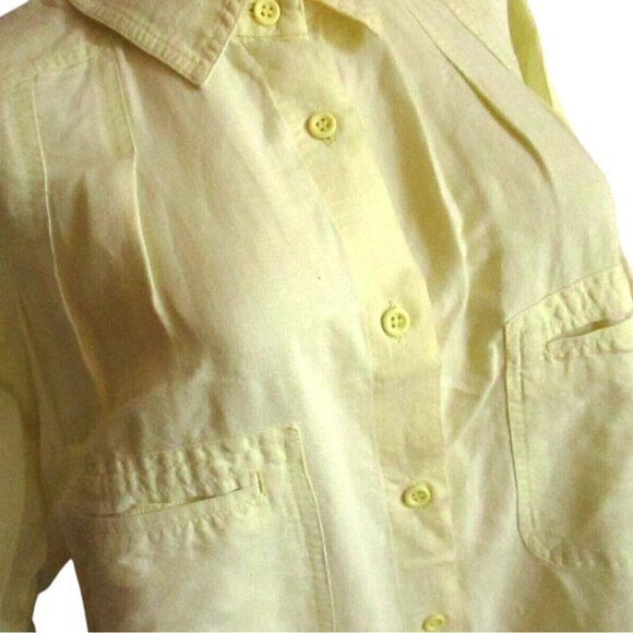Medium True Vintage 80's Yellow Shirt Gitano Collared Front Pockets Preppy Mom - Picture 1 of 7